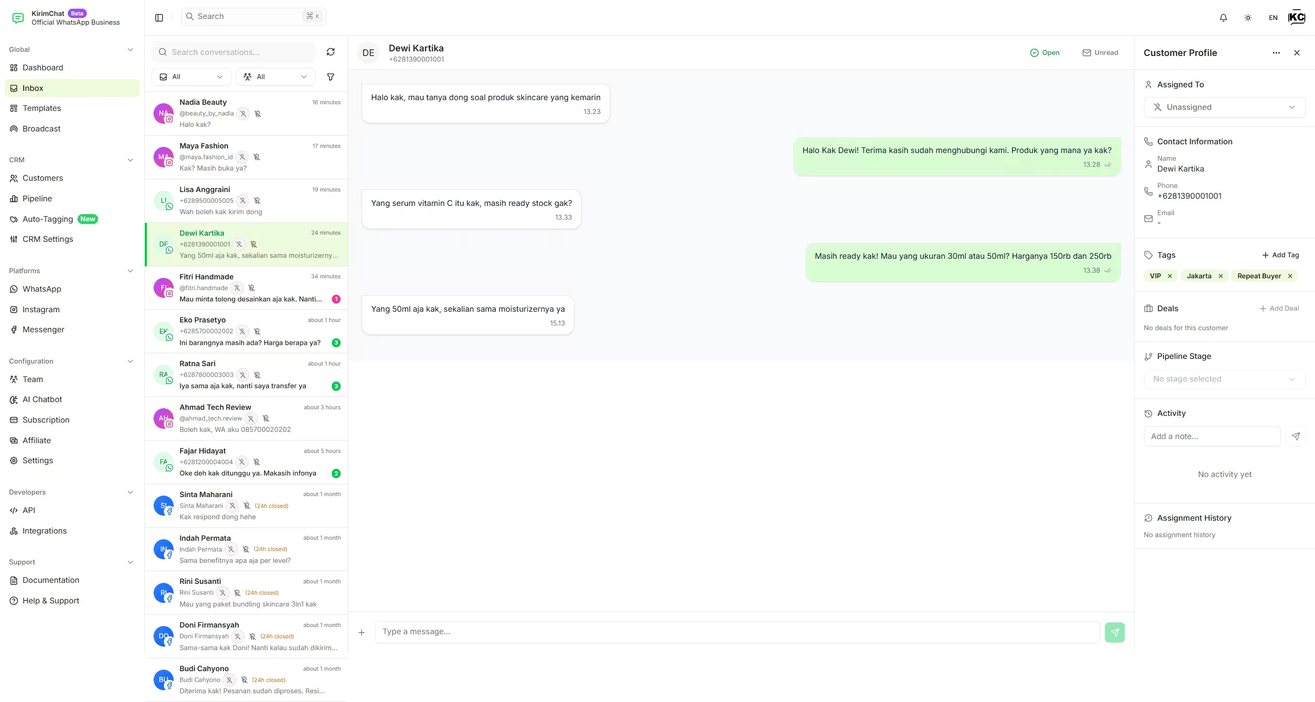 WAPromosi Dashboard — Inbox Omnichannel
